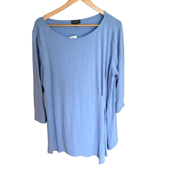 The Limited women’s 1X Blue Side Gather Rayon Knit Stretch Career Asymmetric - Picture 3 of 11